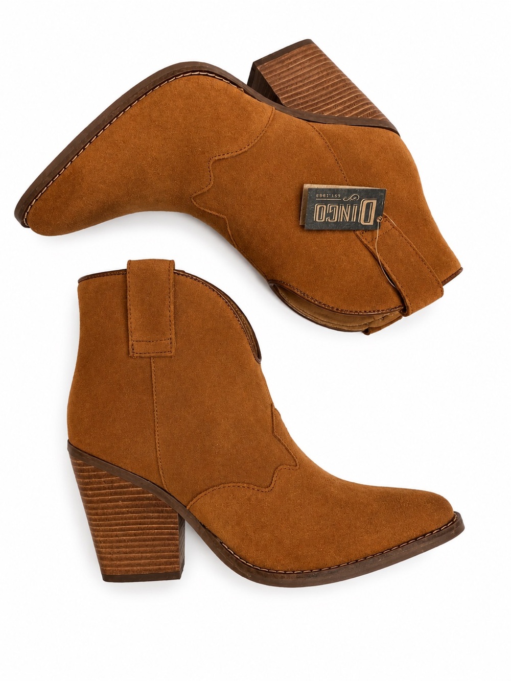 dingo Tan Suede Western Ankle Boots